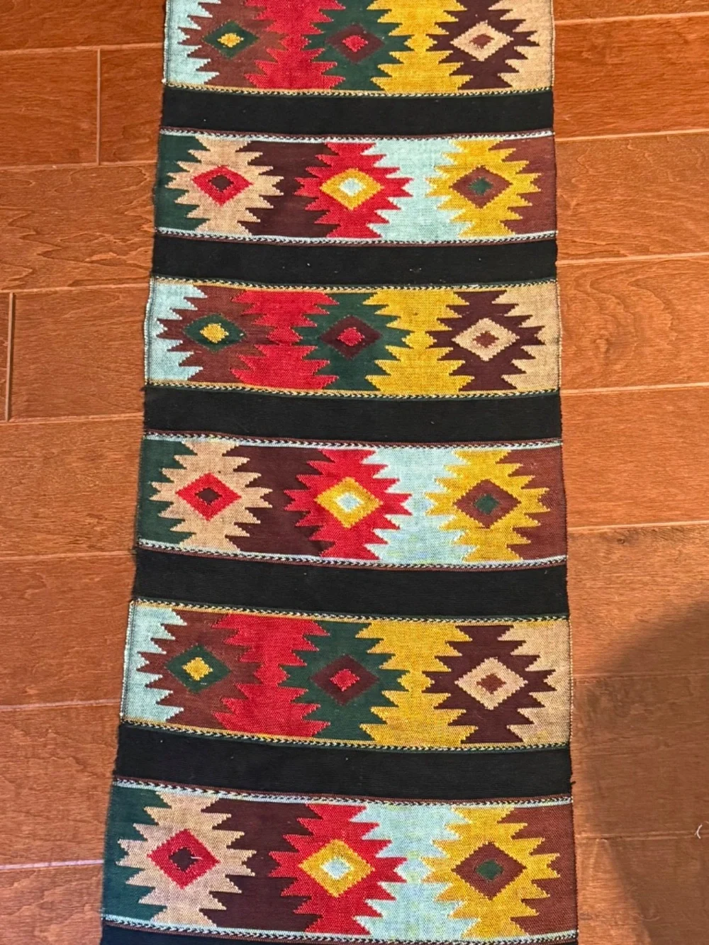 Guatemalan Style Woven Table Runner With Fringe